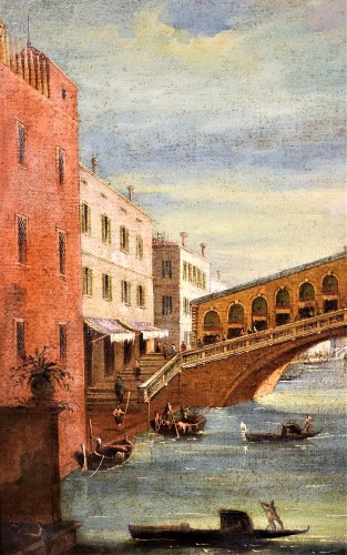 Paintings & Drawings  - Venice, Grand Canal and Rialto Bridge - Giovanni Grubas (Venice 1830 -1919)
